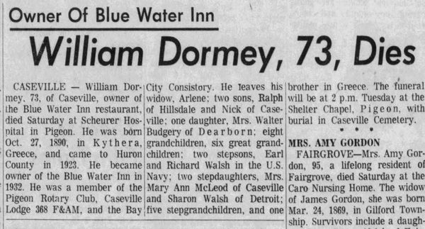 Blue Water Inn - Sept 1964 Former Owner Passes Away